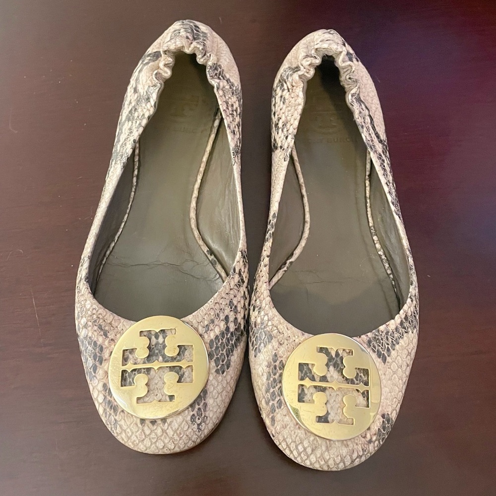 Tory Burch Ballerina Flats Reva Snake Print Size 7